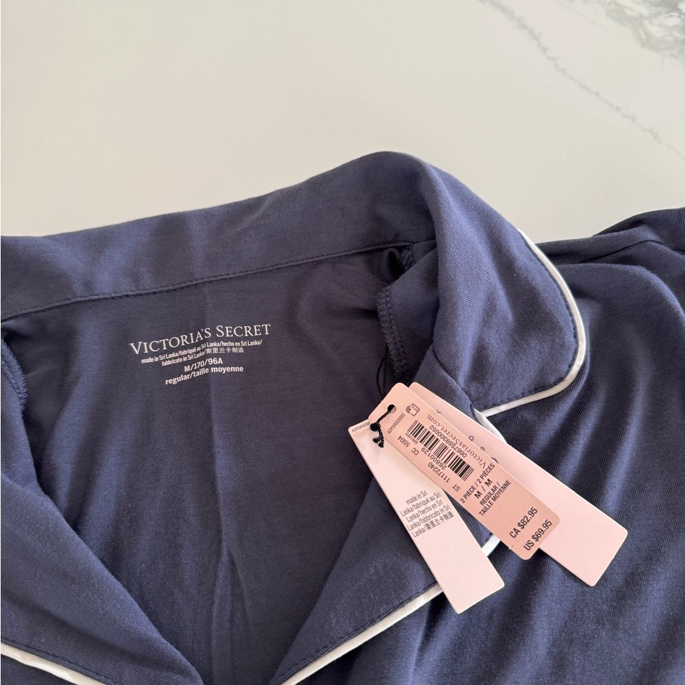 Victoria's Secret Women’s Soft Pajama Shirt Navy Blue PJ Top - Picture 2 of 4